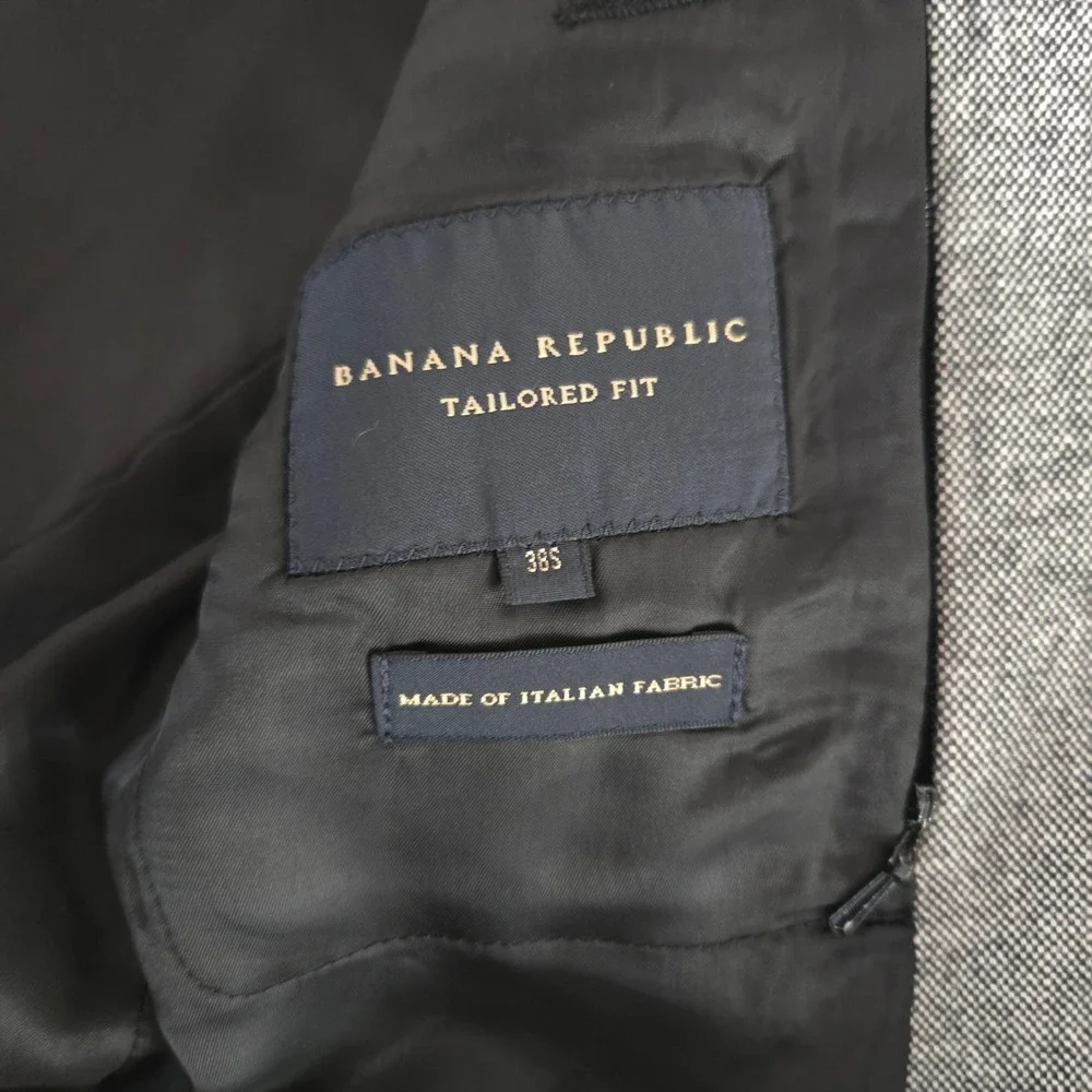 Banana Republic Blazer Mens 38S Gray Tailored Fit Italian Sport Coat Suit Jacket